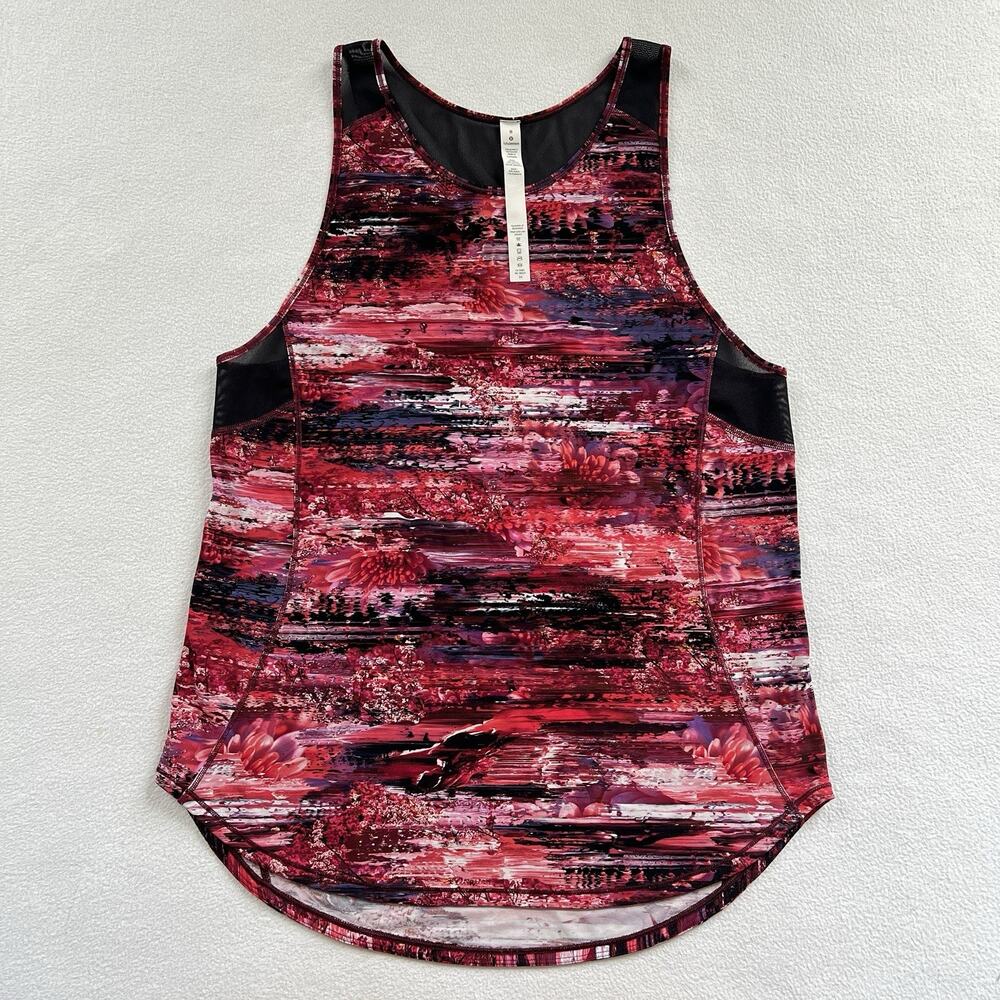 Lululemon Sculpt Tank II Dahliascape Multi Black Red Floral Sleeveless Shirt 8